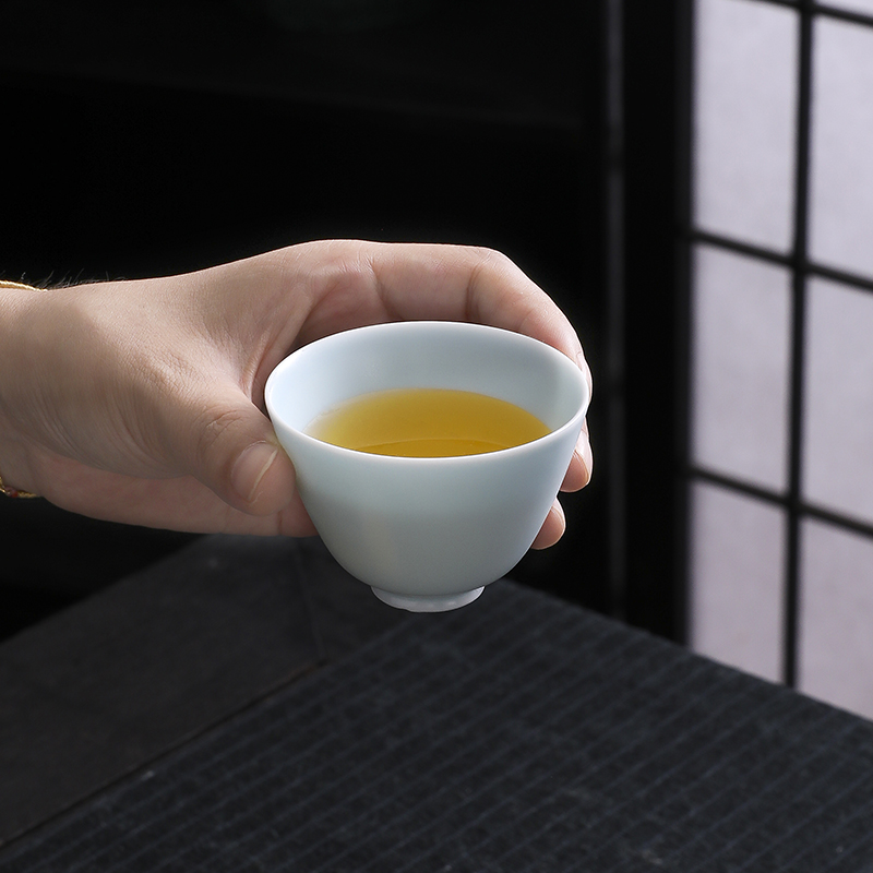 汝窑素面三才盖碗功夫茶具套装 德化陶瓷商务礼品定制