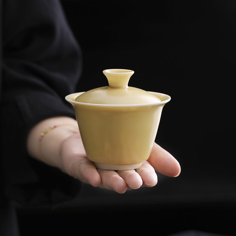汝窑一碗四杯三才盖碗茶具套装 德化陶瓷功夫茶具定制