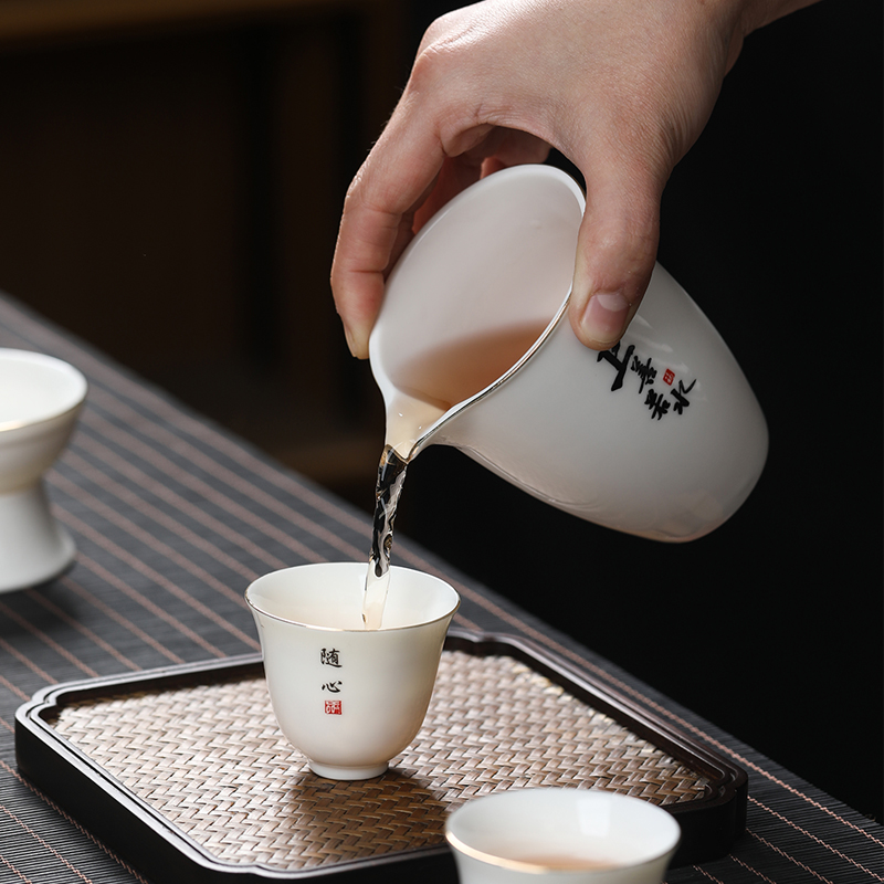 羊脂玉瓷文字款功夫茶具套装 德化陶瓷禅茶一味茶具定制