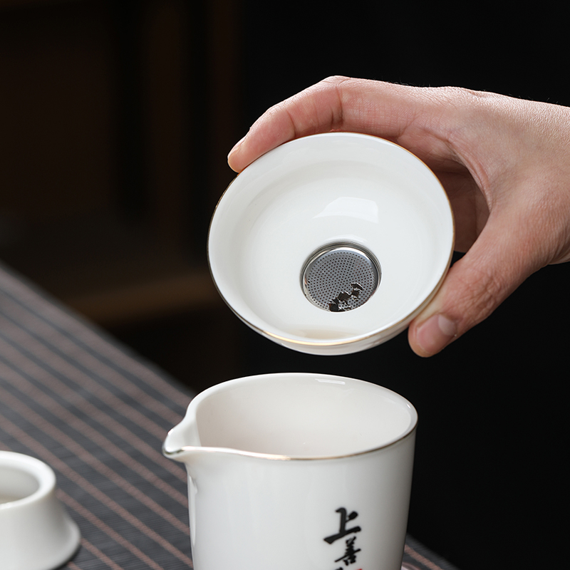 羊脂玉瓷文字款功夫茶具套装 德化陶瓷禅茶一味茶具定制