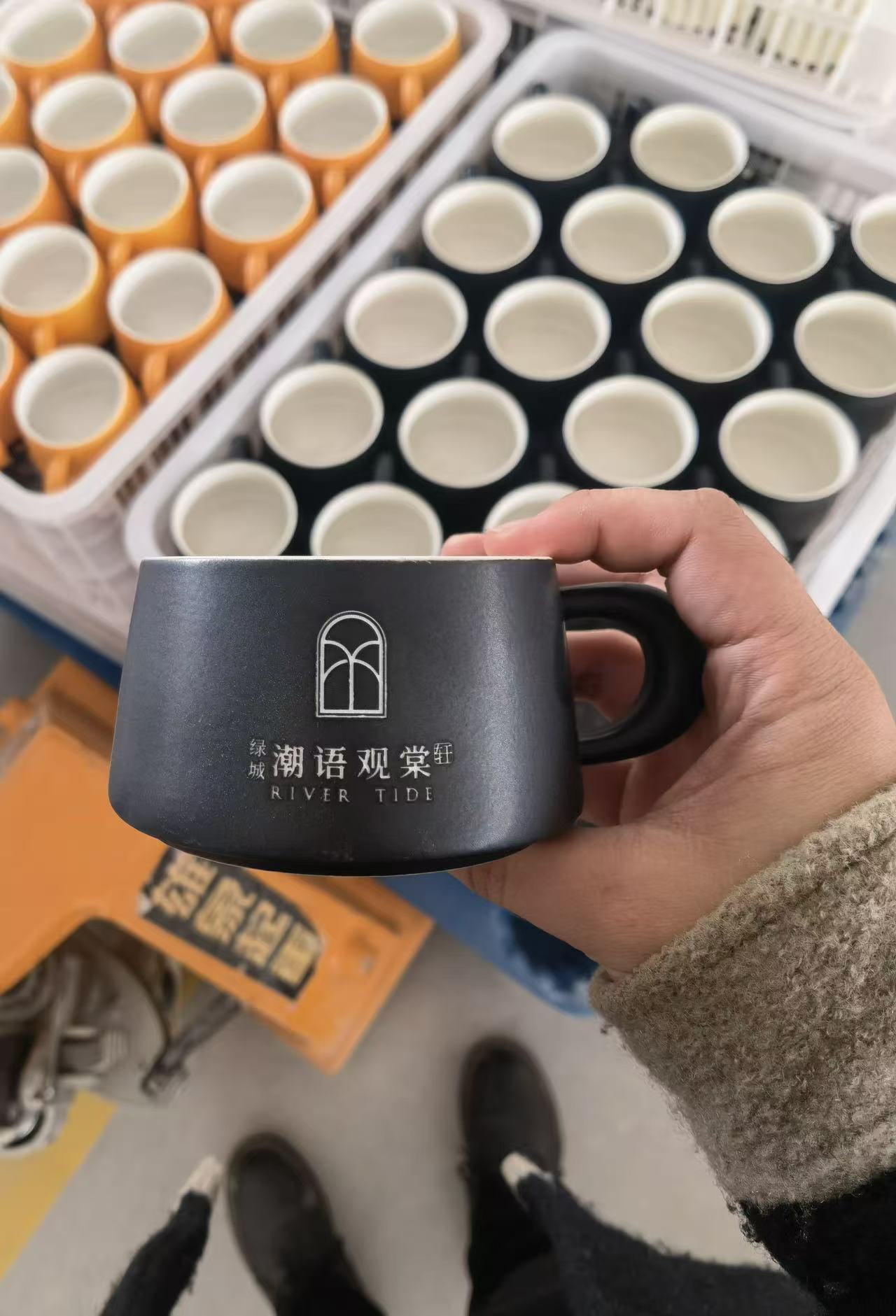 哑光黑咖啡杯套组 LOGO 定制案例