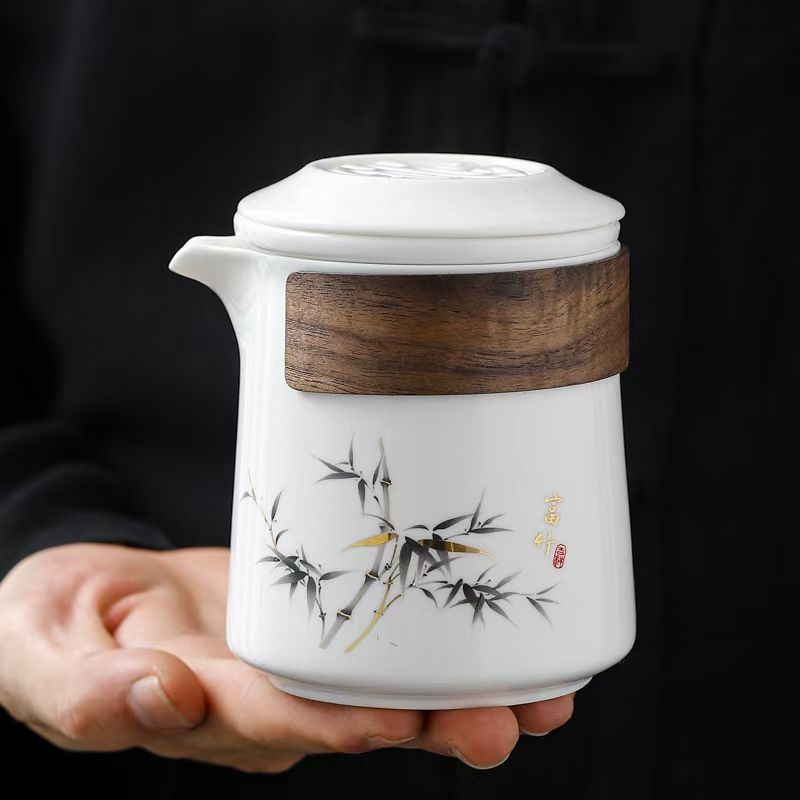 德化白瓷便携快客杯 一壶两杯旅行功夫茶具户外定制