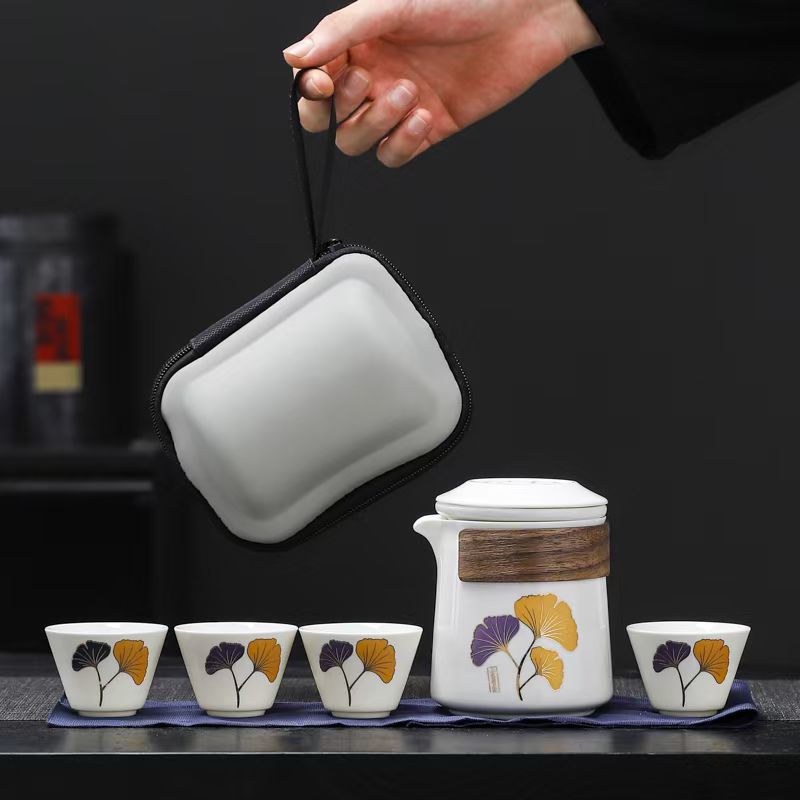 德化白瓷便携快客杯 一壶两杯旅行功夫茶具户外定制
