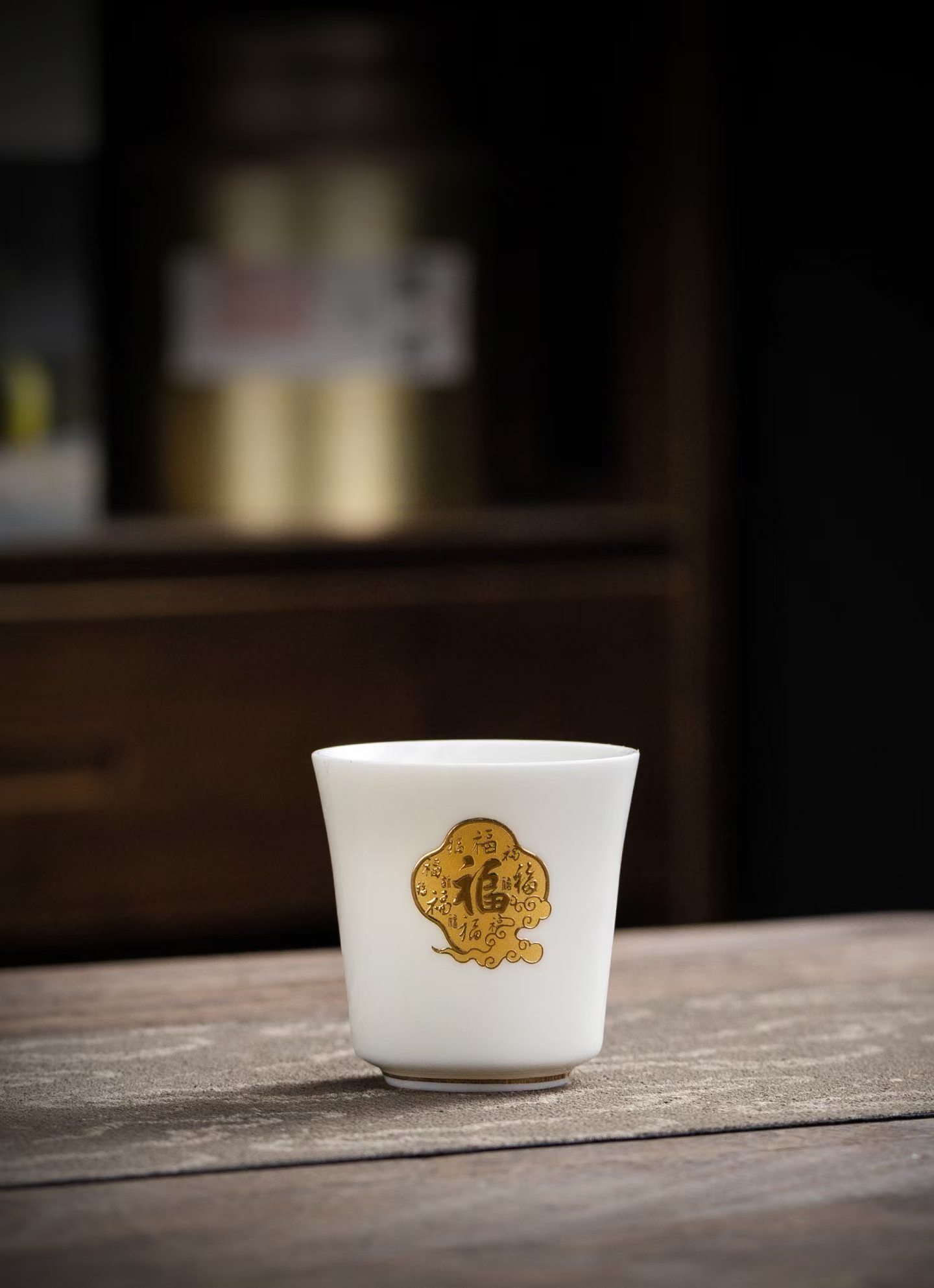 德化白瓷百福描金功夫茶具套装 商务礼品陶瓷茶具定制