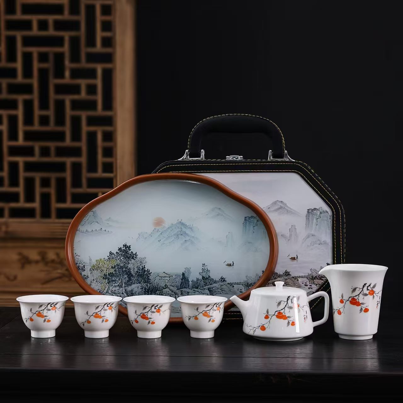 德化羊脂玉瓷便携茶具套装 户外旅行功夫茶具快客杯定制