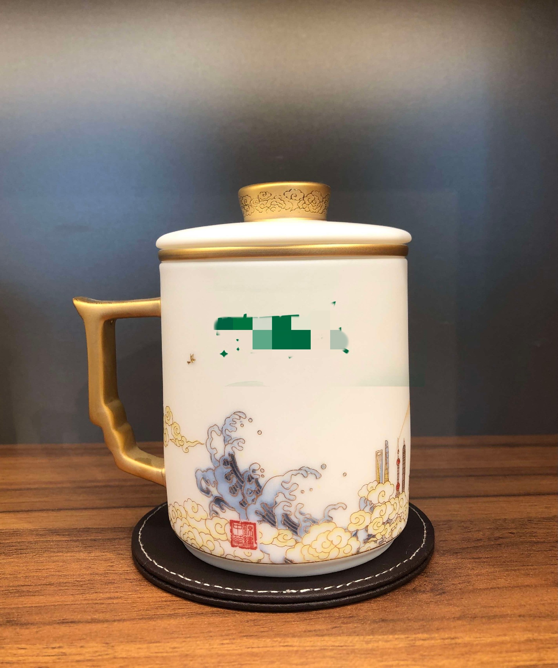 政务系统冰种玉瓷办公杯 + 茶叶罐礼盒套装定制交付